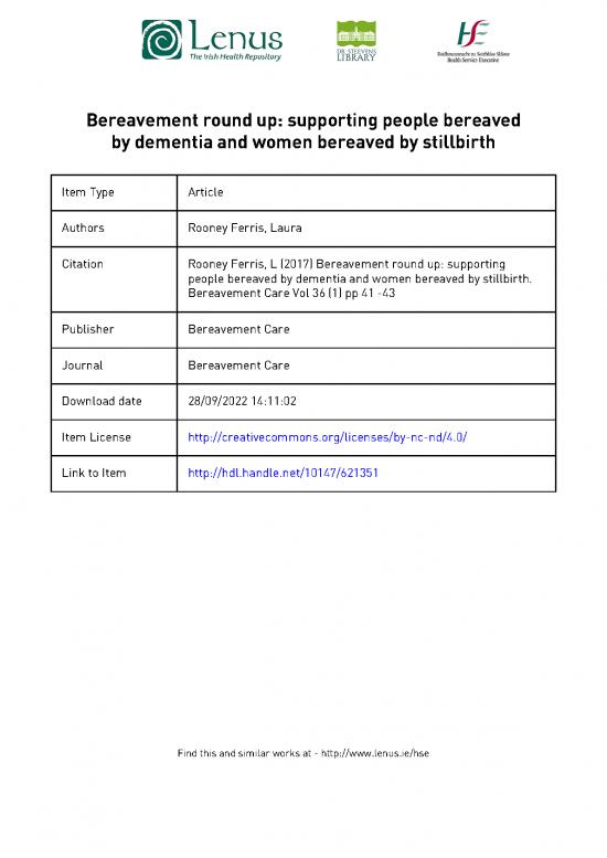 picture_Cbt For Grief Pdf 110158 | Rooney Ferris, L (2017) Bereavement Round Up Supporting People Bereaved By Dementia And Women Bereaved By Stillbirth   Post Referee Print