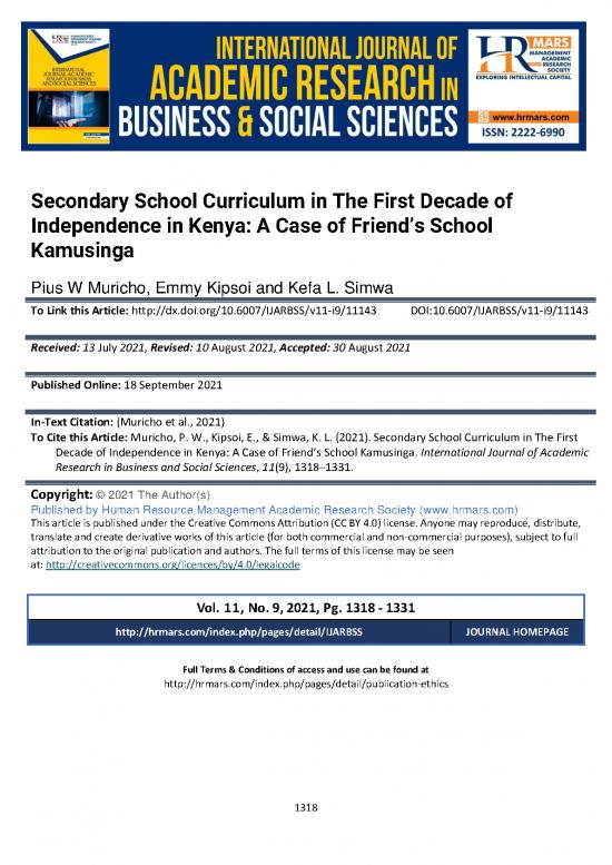 picture_Society Pdf 112254 | Secondary School Curriculum In The First Decade Of Independence In Kenya A Case Of Friends School Kamusinga