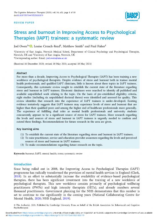 picture_Stress And Burnout In Improving Access To Psychological Therapies Iapt Trainees A Systematic Review