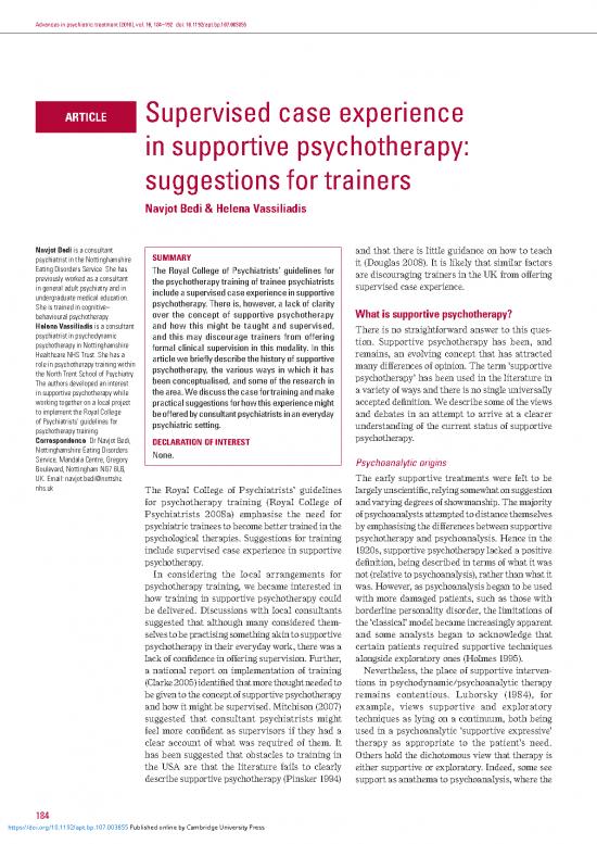picture_Supportive Psychotherapy Pdf 109776 | Supervised Case Experience In Supportive Psychotherapy Suggestions For Trainers