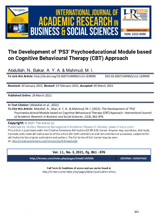 picture_Society Pdf 111053 | The Development Of Ps3 Psychoeducational Module Based On Cognitive Behavioural Therapy Cbt Approach
