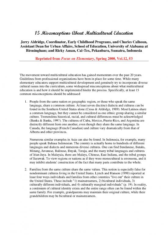 picture Education Pdf 112789 | 15 Misconceptions About Multicultural Education