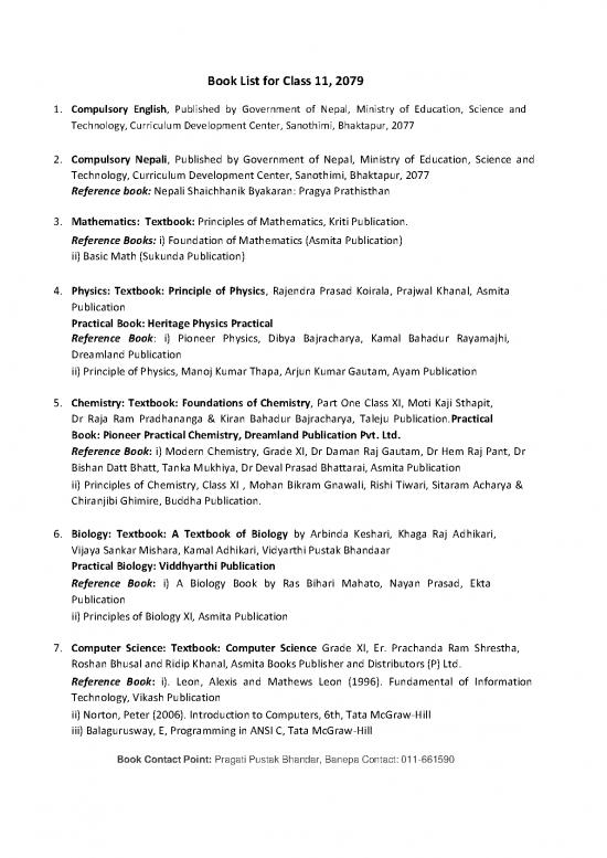 picture_Book List Class 11 2079 Kuhs
