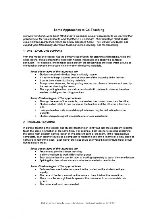picture Teaching Pdf 112916 | Co Teaching Models