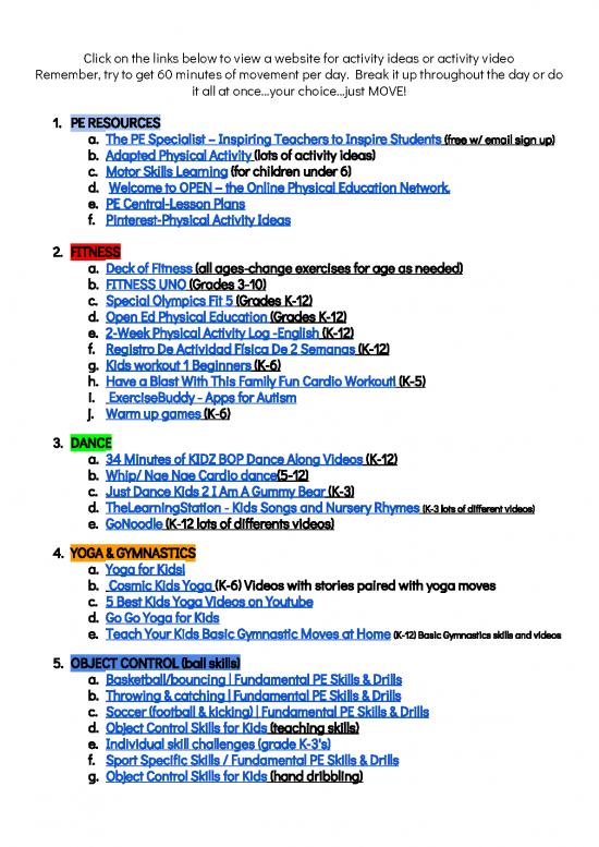 picture Education Pdf 112872 | Copy Of Physical Education Home Actives