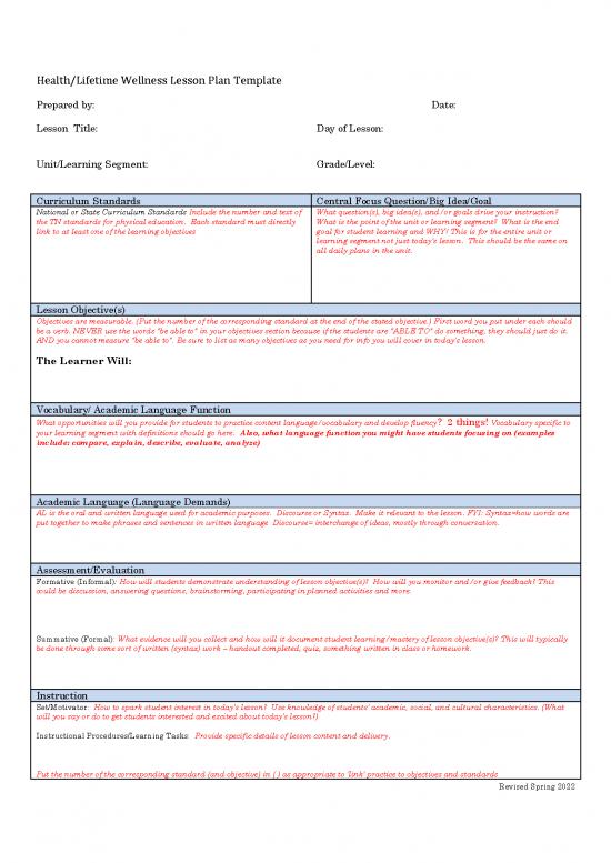 picture Education Pdf 113709 | Health Lesson Plan Template2022