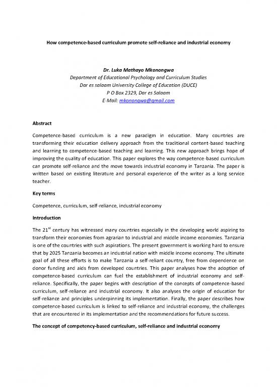 picture Education Pdf 113694 | How Competence Based Curriculum Promote Self Reliance And Industrial Economy