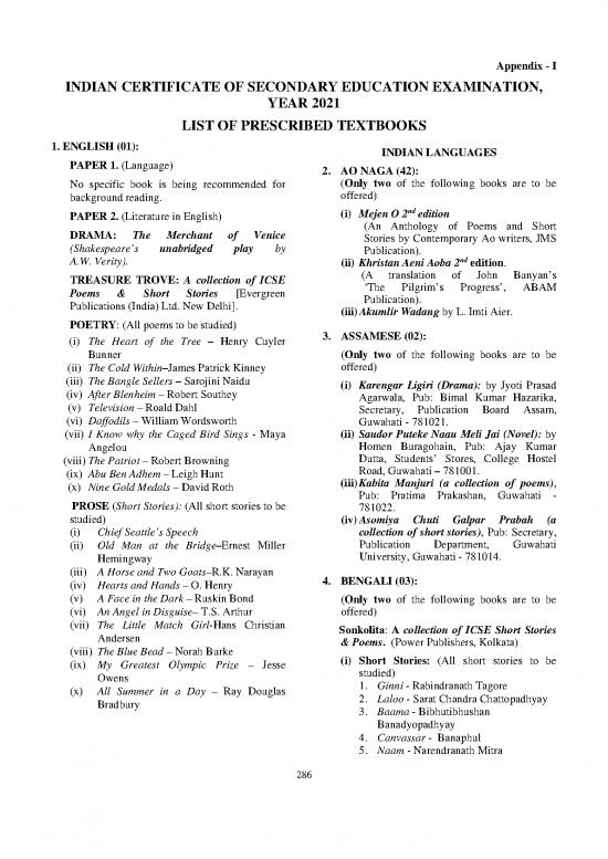 picture1_Pdf Certificate Online 114676 | Icse Appendix I   List Of Prescribed Books