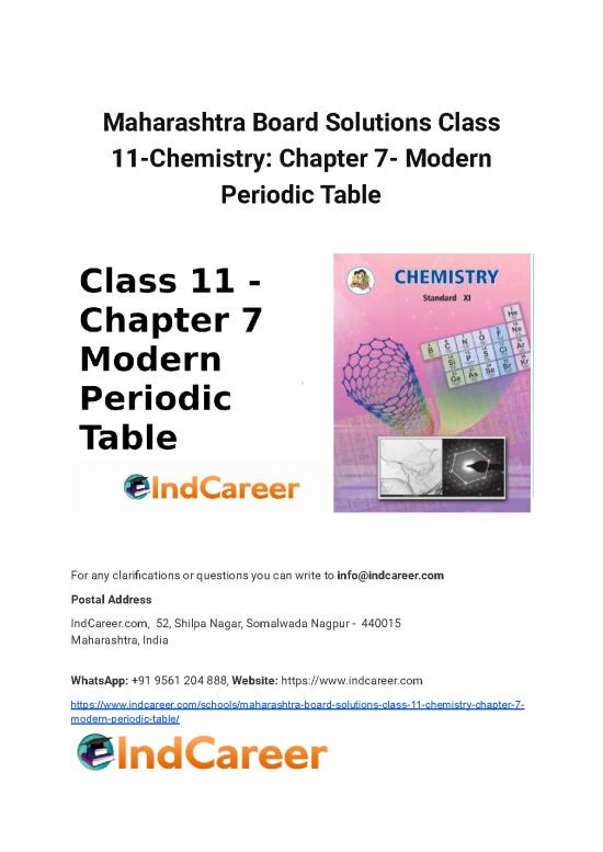 picture_Pdf Printable Periodic Table 113355 | Maharashtra Board Solutions Class 11 Chemistry  Chapter 7 Modern Periodic Table
