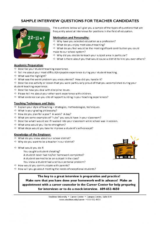 picture1_Education Pdf 112771 | Sample Interview Questions For Teacher Candidates