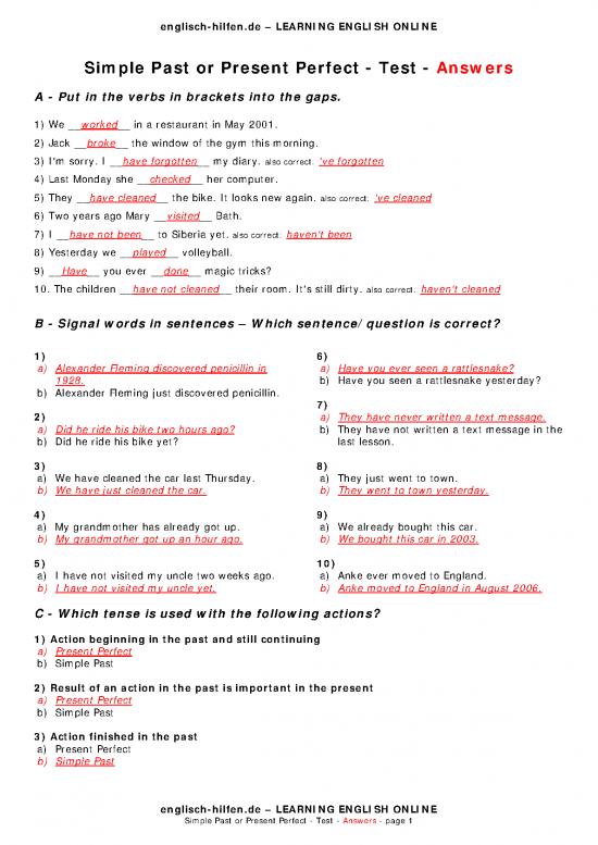 picture1_Learning Pdf 113200 | Test Simple Past Present Perfect En Answers
