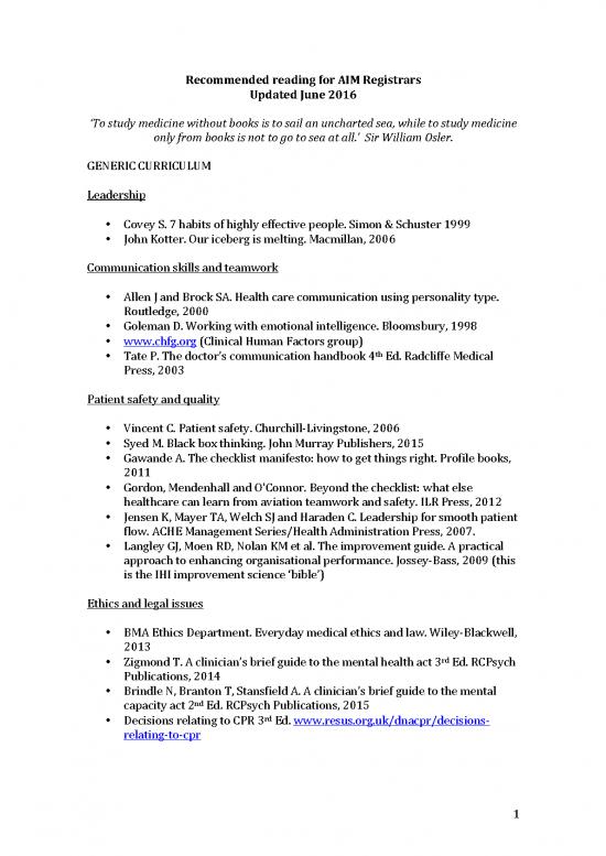 picture Medical Books Free 115494 | 14658020431 Recommended Reading For Aim Specialty Registrars 0