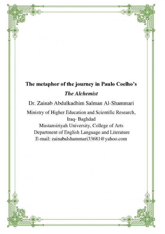 picture_Paulo Coelho Pilgrimage Pdf 116773 | 39 The Metaphor Of The Journey In Paulo Coelho&rsquo;s The Alchemist