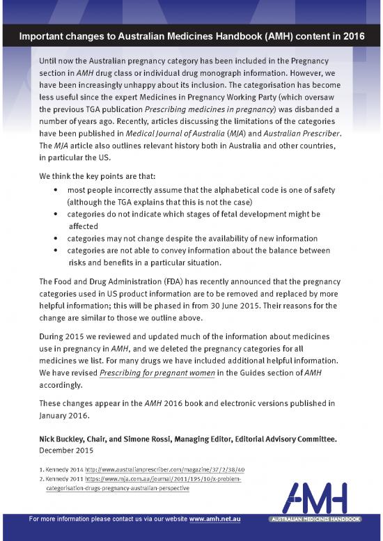 picture Australian Medicines Handbook Pdf 116233 | Amh Notice Pregnancy Categories 2016