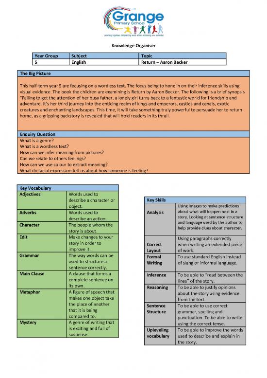 picture_Journey Aaron Becker Pdf 117128 | English Return &ndash; Aaron Becker Knowledge Organiser