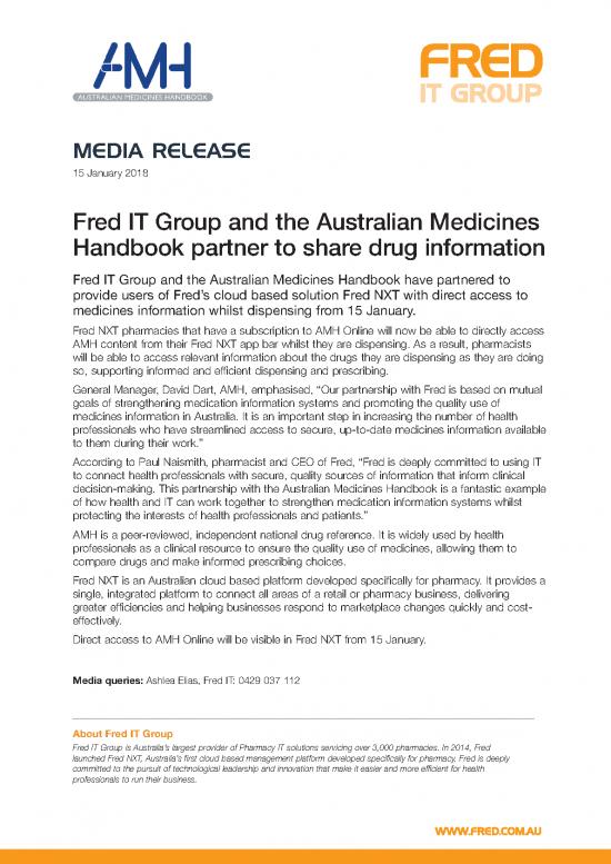 picture Australian Medicines Handbook Pdf 116328 | Fred It Amh Media Release 15 January 2018