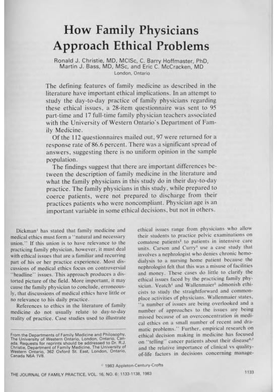 picture1_Study Pdf 116114 | Jfp 1983 06 V16 I6 How Family Physicians Approach Ethical P