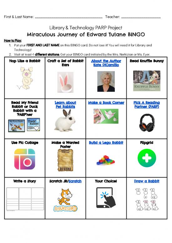 picture The Miraculous Journey Of Edward Tulane Pdf 116608 | Library And Technology Mjoet Bingo 1 2kqhaat