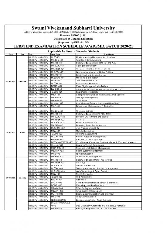 picture1_Academic Pdf 115094 | Main Examination Fourth Semestor Date Sheet Of Academic 2020 21