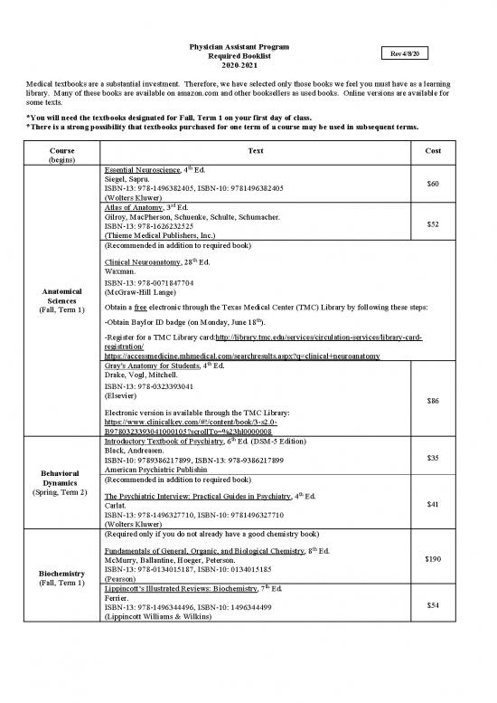 picture Medical Books Free 115447 | Pa Program Booklist 2020