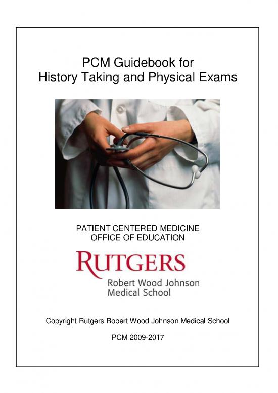 picture Medical Guide Book Pdf 116236 | Pcm Guidebook For History Taking And Physical Exam, Revised Final, 9 20 17