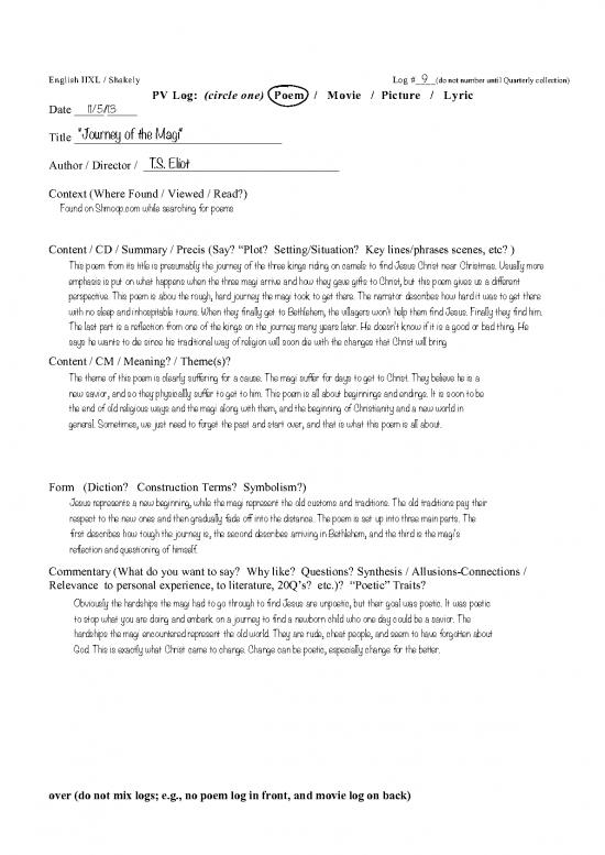 picture Journey Of The Magi Pdf 116734 | Poem Log 09   Journey Of The Magi