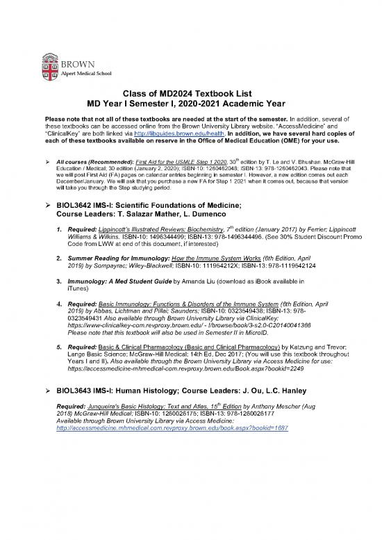 picture Medical Textbooks Pdf 115456 | Textbook List Md2024 Year I Sem I 20