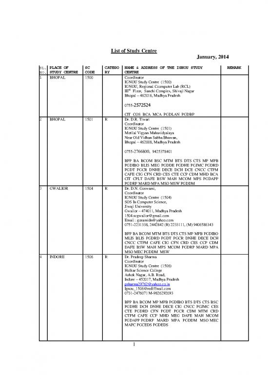 picture_Ignou Study Centre List Pdf 117464 | Updated List Of Study Centre  Jan   2014