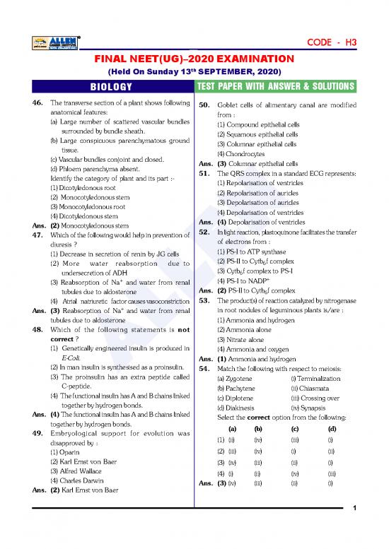 picture1_Allen Neet 2020 Biology Paper With Solution