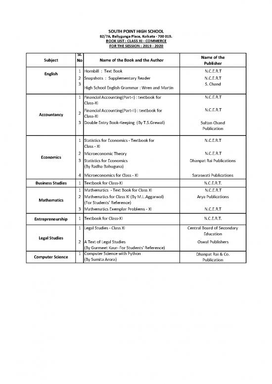 picture1_Economics Pdf 119573 | Book List Class Xi Commerce
