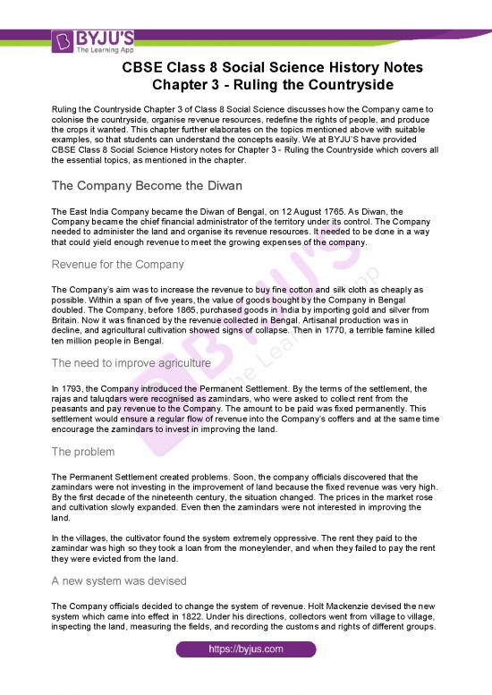 picture1_Cbse Class 8 Social Science History Notes Chapter 3 Ruling The Countryside