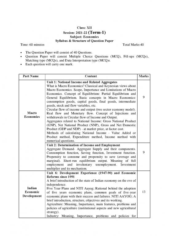 picture Economics Pdf 117697 | Economics Xii Syllabus & Structure Of Question Paper Term 1