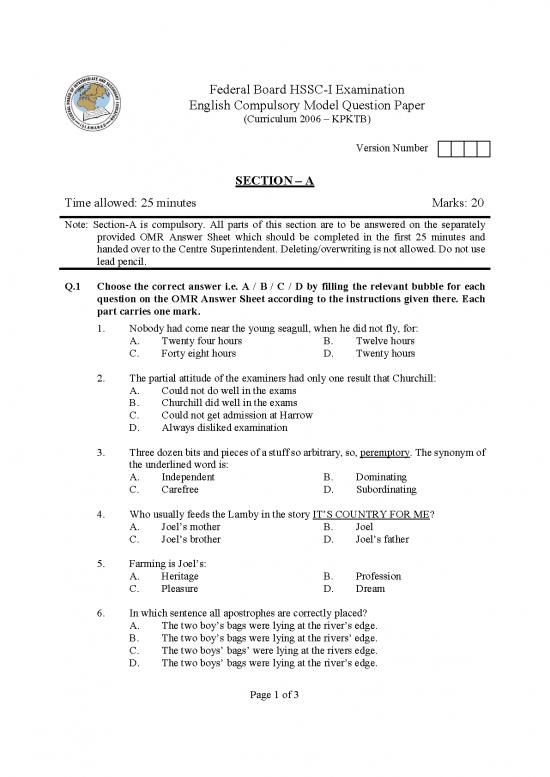picture_English Model Question Paper According Kpk Hssc I