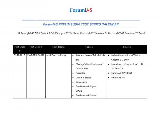 picture Csat Book Pdf 118185 | Forumias Prelims 2018 Test Series Calendarv1
