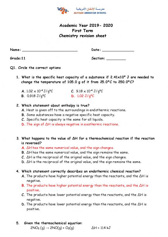 picture1_Academic Pdf 117590 | Grade 11 Answer Key Chemistry Revision Sheets