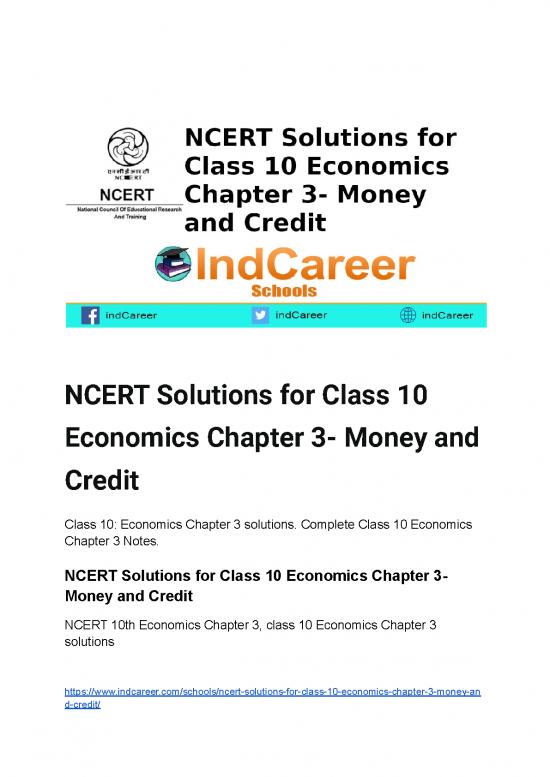 picture1_Economics Pdf 119210 | Ncert Solutions For Class 10 Economics Chapter 3 Money And Credit