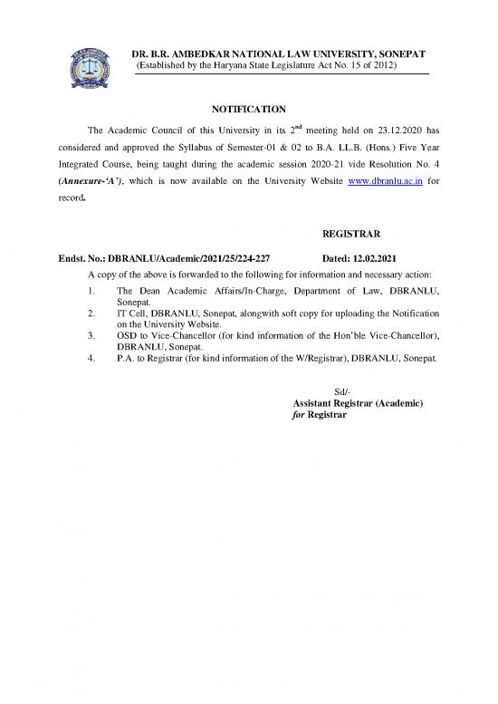 picture_Academic Pdf 117906 | Notification Regarding The Syllabus Of Semester 01 & 02 Of  L (hon) Five Year Integrated Course