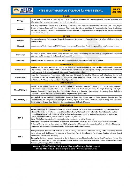 picture_Study Pdf 118280 | Ntse Smp Syllabus 2020 West Bengal