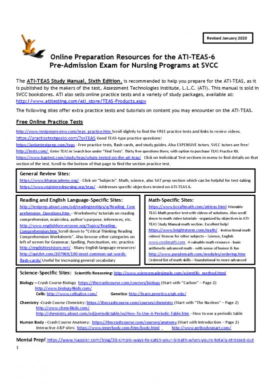 picture_Study Pdf 118621 | Prep Resources For Ati Teas, January 2020