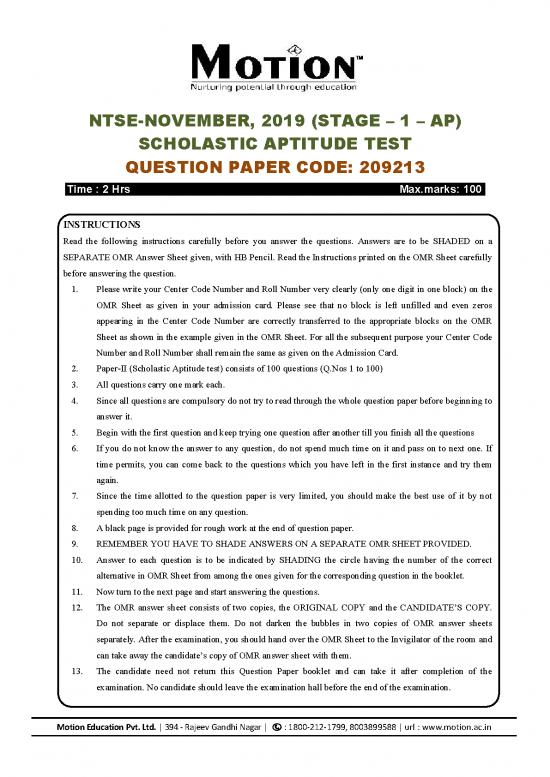 picture1_Qp Andhra Pradesh Ntse Stage 1 Sat 2019 20 Min