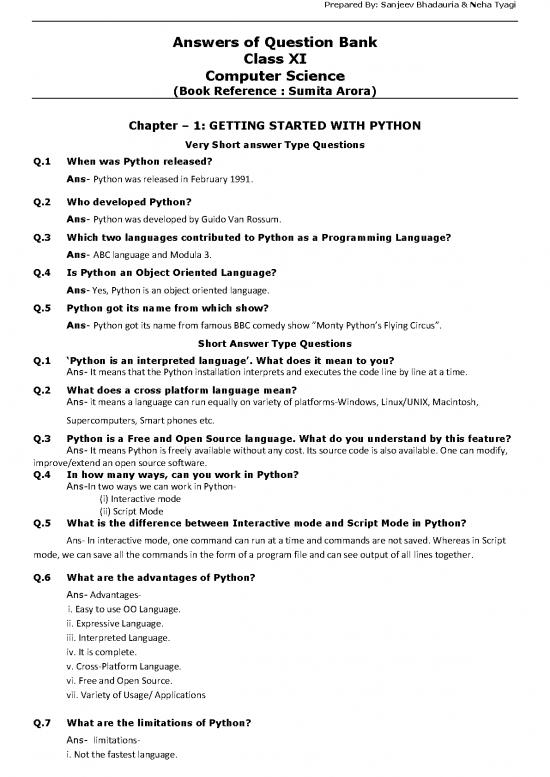picture Python Pdf 118542 | Question Bank Class Xi Cs Answer To Be Uploaded 4