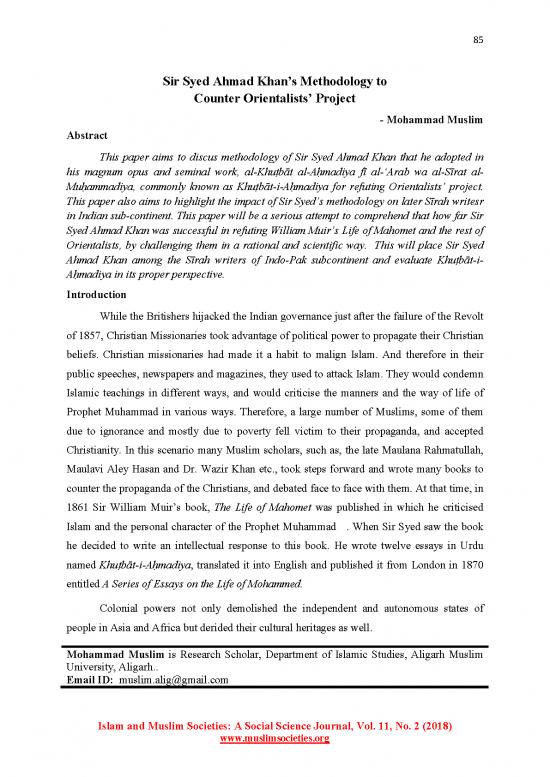 picture_Sir Syed Ahmad Khan&rsquo;s Methodology To Counter Orientalists&rsquo; Project