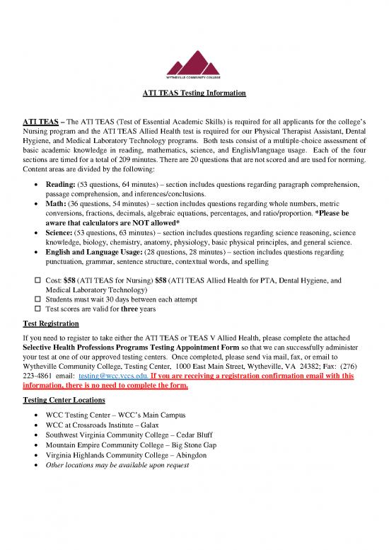 picture1_Academic Pdf 119731 | Teas Information Sheet Revised 1 24 17