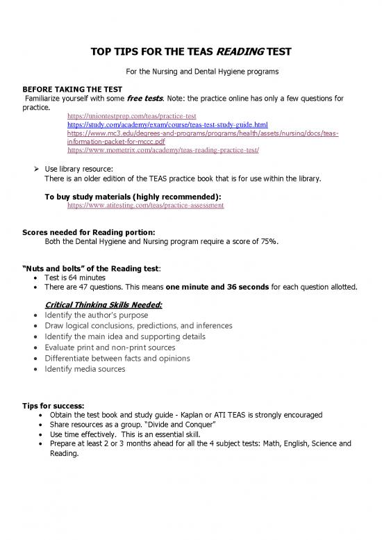 picture Study Pdf 119345 | Teas Reading Tips