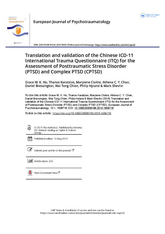 picture_International Trauma Questionnaire Pdf 119380 | Translation And Validation Of The Chinese Icd 11 International Trauma Questionnaire Itq