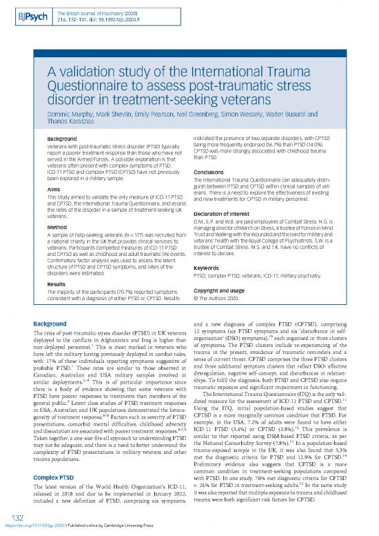 picture_Report Pdf 118954 | Validation Study Of The International Trauma Questionnaire To Assess Posttraumatic Stress Disorder In Treatmentseeking Veterans