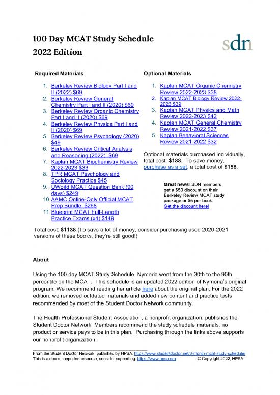 picture_Study Pdf 120951 | 100 Day Mcat Schedule 2022 Edition