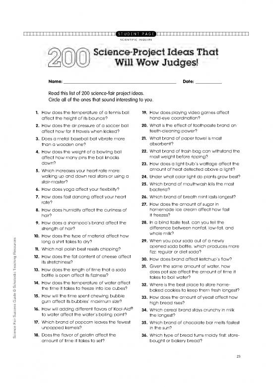 picture1_Science Project Pdf 122017 | 200 Science Fair Project Ideas