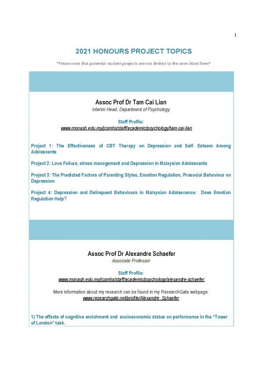 picture Project Topics Pdf 121927 | 2021 Psychology Honours Research Topics And Supervision