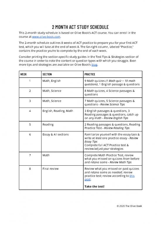 picture1_Study Schedule Pdf 121217 | 2 Month Act Study Schedule Thinkific